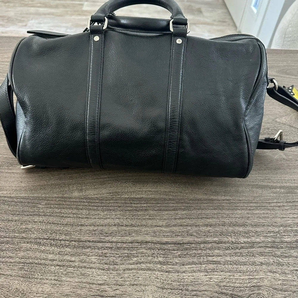 Charles Jourdan Black‎ Leather Duffel Bag